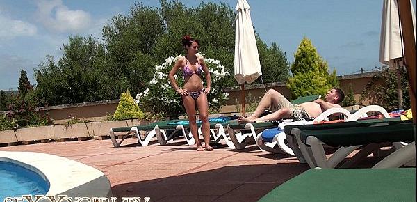  German Camgirl fuck at the Hotel Pool